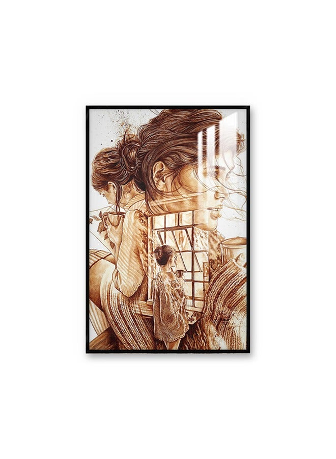 Marktna Decorative Wall Art Painting 120X80Cm With A Woman Design Brown Frame And A Transparent Acrylic Layer 0.5Kg - Image 2