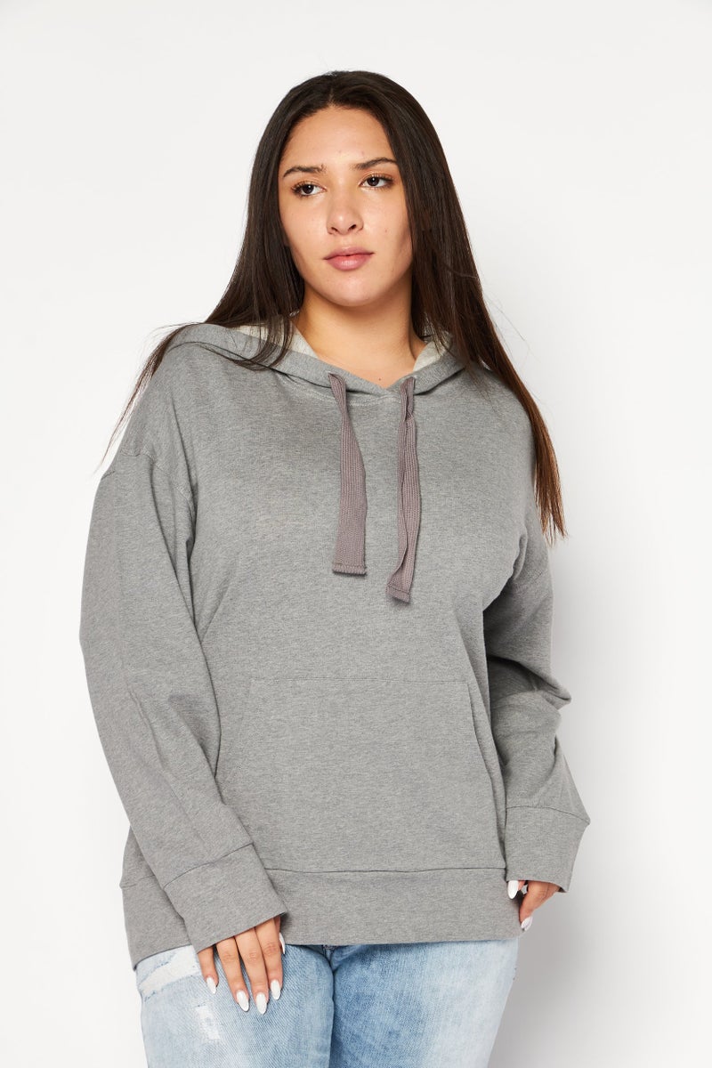 Felina Women Hooded Heather Sweatshirt, Dark Grey - Image 1