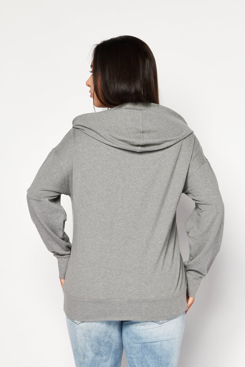 Felina Women Hooded Heather Sweatshirt, Dark Grey - Image 2
