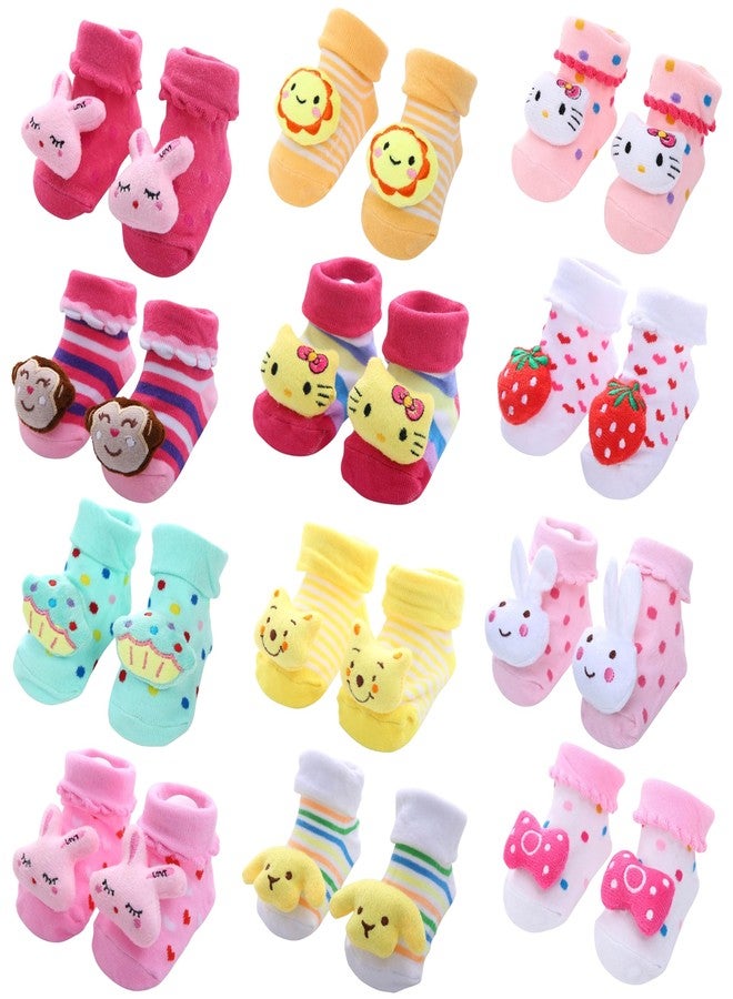 Kidbee Baby Soft Pure Cotton Lightweight & Breathable Socks (0-12 Months) (Girls Multicolor, 2) - Image 3