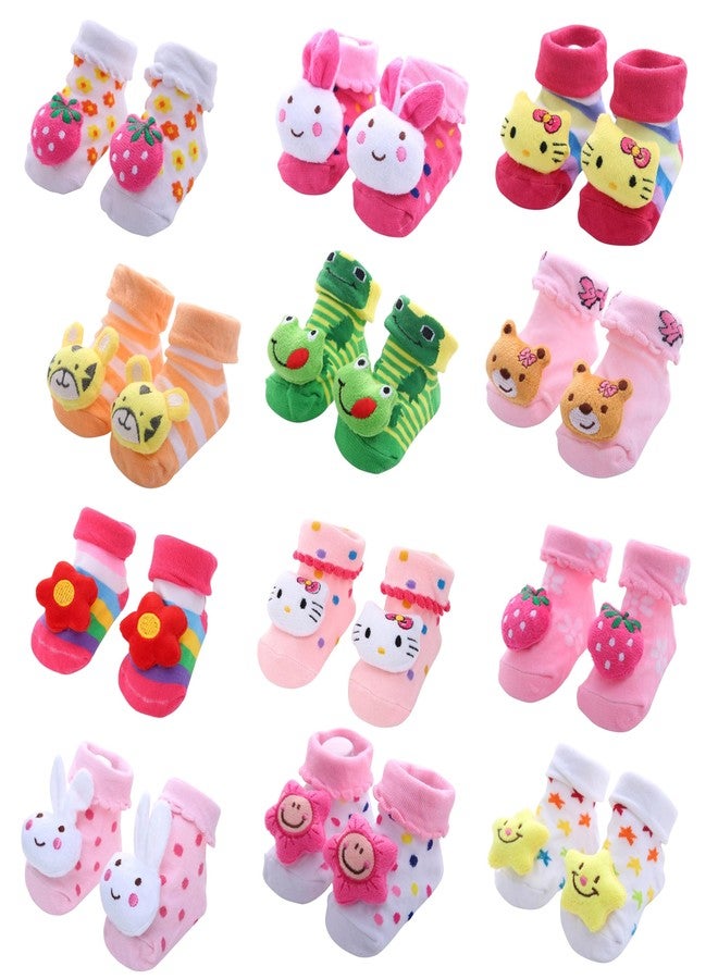 Kidbee Baby Soft Pure Cotton Lightweight & Breathable Socks (0-12 Months) (Girls Multicolor, 2) - Image 1