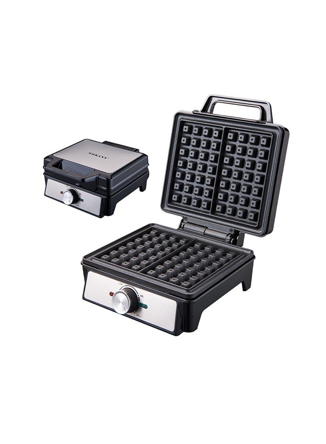 sokany Electric waffle maker 2 large pieces 1600 watts Non Stick Teflon plates & Adjustable Temperature Control SK-08025 Black  - Image 1