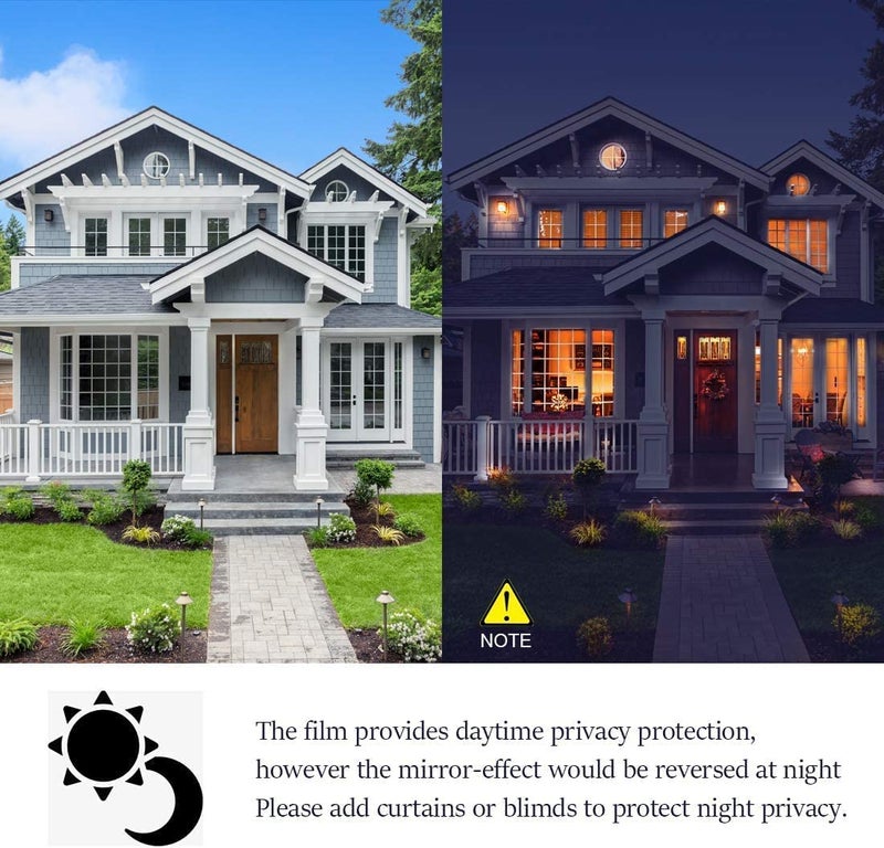 ERATO Anti UV Reflective Window Film Static Cling Window Glass Film Sun Control Film (50cm x 200inch, Light Black Window Film) - Image 3