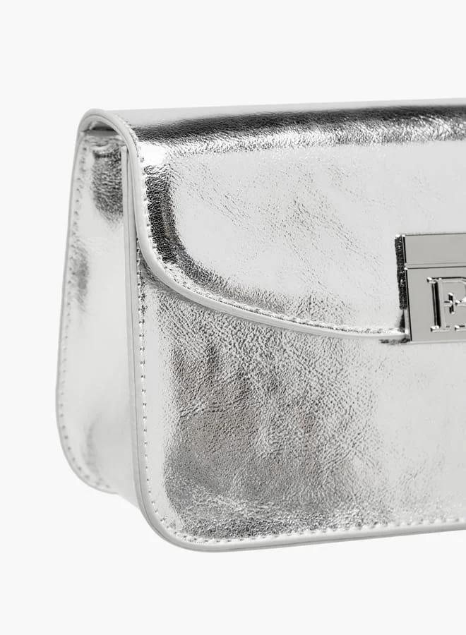 Flora Bella By Shoexpress Women's Metallic Crossbody Bag with Magnetic Closure and Chain Strap