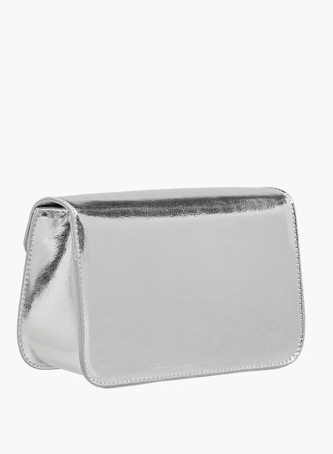 Flora Bella By Shoexpress Women's Metallic Crossbody Bag with Magnetic Closure and Chain Strap