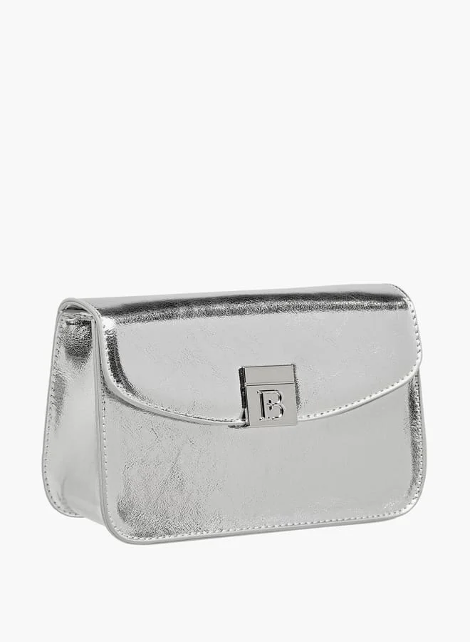 Flora Bella By Shoexpress Women's Metallic Crossbody Bag with Magnetic Closure and Chain Strap