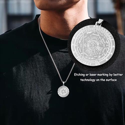 FLYUN Seal of The 7 Archangels Pendant Necklace for Men,Seven Archangels Protection Necklace for Men, Mens Spiritual Talisman Amulet Jewelry (A5-SILVER&GOLD) - Image 2