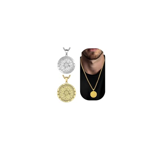 FLYUN Seal of The 7 Archangels Pendant Necklace for Men,Seven Archangels Protection Necklace for Men, Mens Spiritual Talisman Amulet Jewelry (A5-SILVER&GOLD) - Image 1