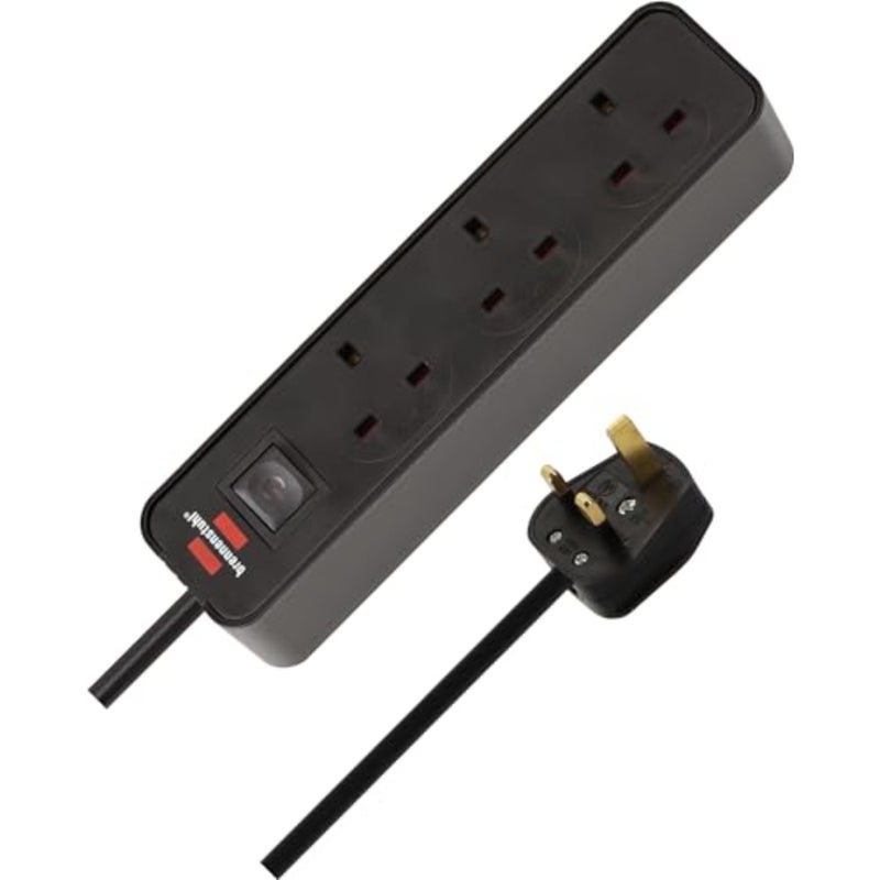 Ecolor 3-way extension lead with 1, 5m cable and On/Off switch, 90° angle of sockets, black - Image 4