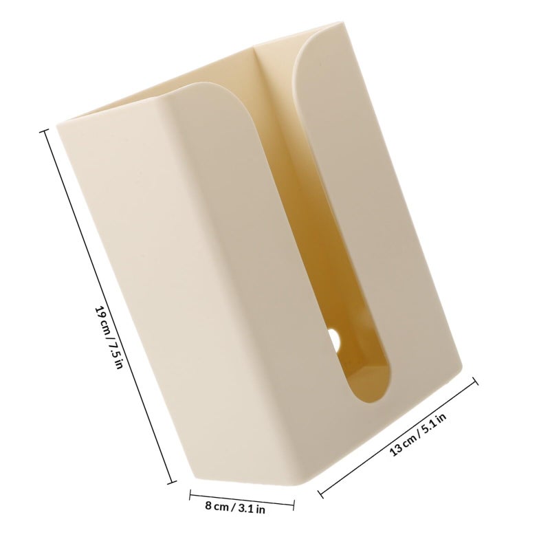 Wall Mounted No Drill Tissue Box Holder Cream White With 2 Hooks Bathroom Kitchen Organizer - Image 3