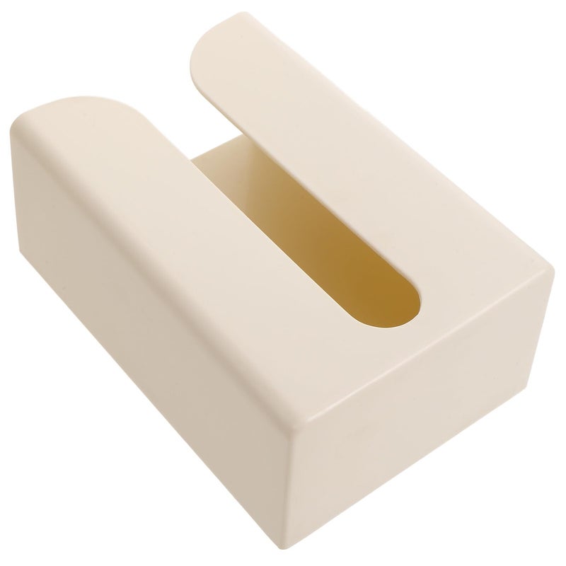 Wall Mounted No Drill Tissue Box Holder Cream White With 2 Hooks Bathroom Kitchen Organizer - Image 2