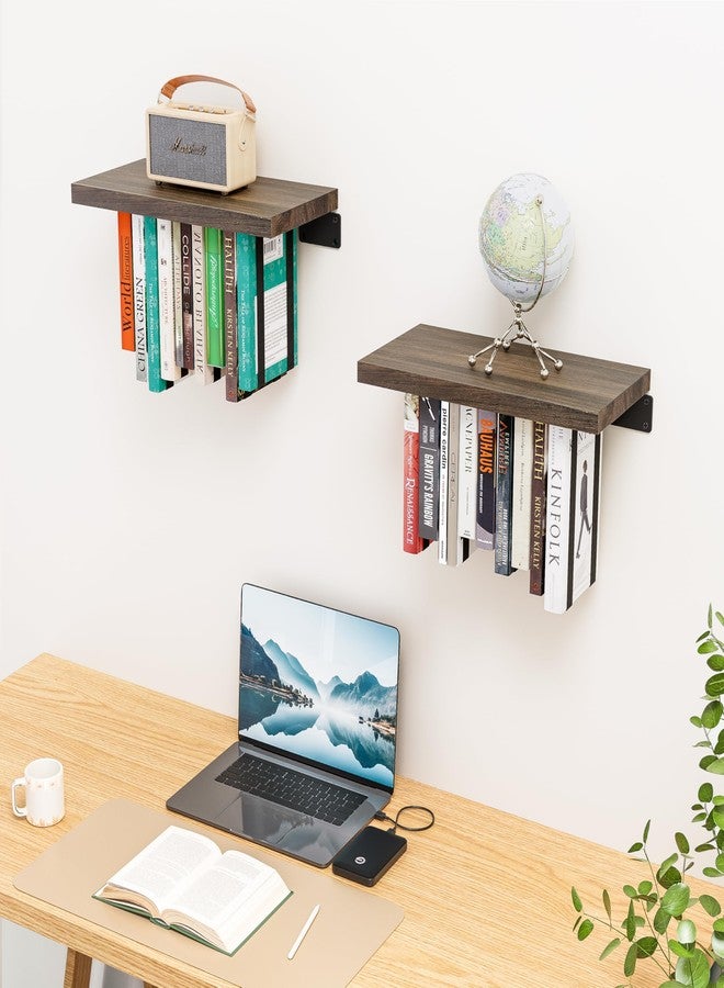 NANATI 2 Set of Floating Bookshelf with Super Load-Bear Shelf Brackets, Paulownia Wood Invisible Bookshelf, Hanging Bookshelves for Wall, Unique Space Saving Wall Bookcase - Image 4