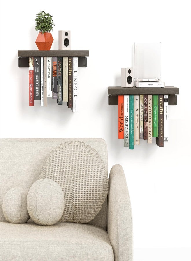 NANATI 2 Set of Floating Bookshelf with Super Load-Bear Shelf Brackets, Paulownia Wood Invisible Bookshelf, Hanging Bookshelves for Wall, Unique Space Saving Wall Bookcase - Image 5