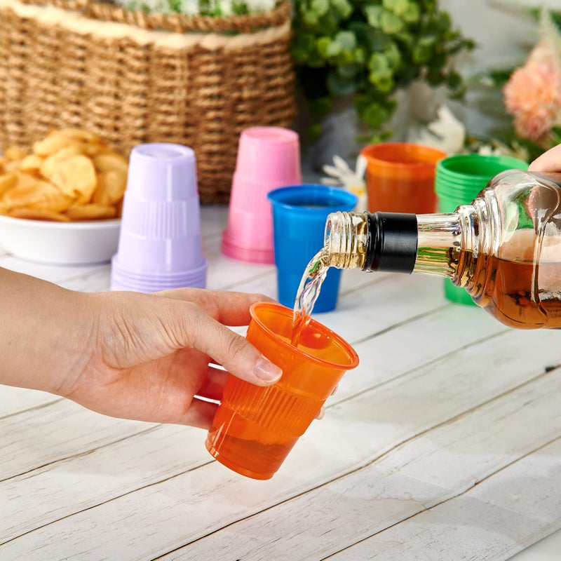 Lilymicky 500 Pack 7 oz Plastic Cups  Disposable Party Drinking Cups in Assorted Colors  5 Colors  Perfect for Picnics  Celebrations and Christmas Day - Image 2