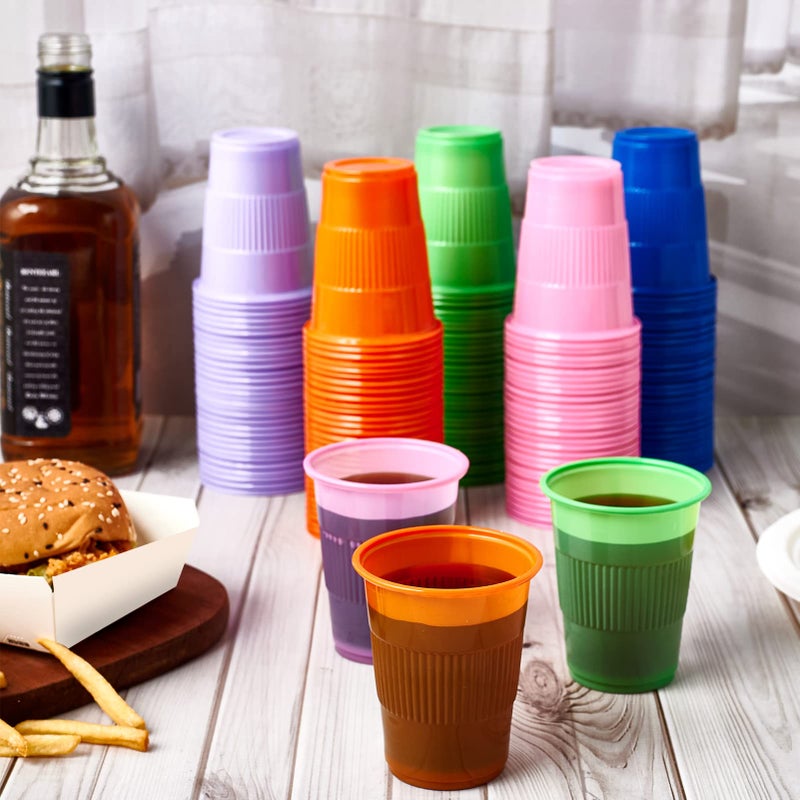 Lilymicky 500 Pack 7 oz Plastic Cups  Disposable Party Drinking Cups in Assorted Colors  5 Colors  Perfect for Picnics  Celebrations and Christmas Day - Image 4