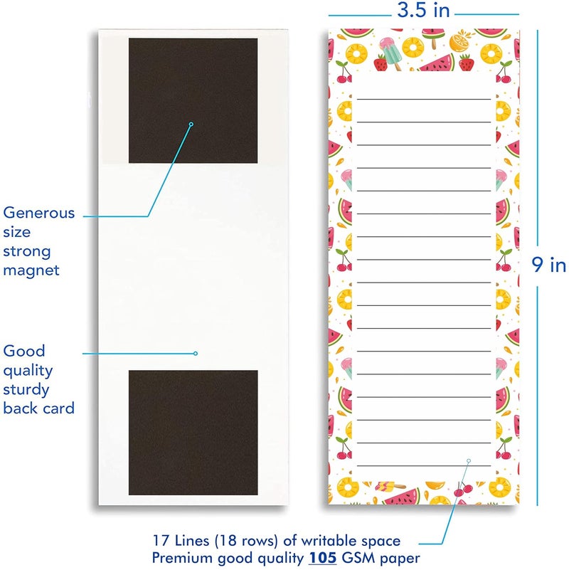 Mudrit Large Notepads for Grocery List | Shopping List, To-Do List | Reminders, Recipes | Magnetic Back Memo Notepad | 50 Sheets per Pad 9 x 3.5 inch - Pack of 3 - Image 2
