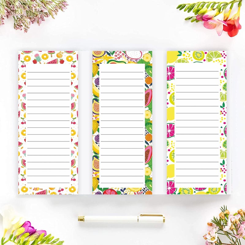Mudrit Large Notepads for Grocery List | Shopping List, To-Do List | Reminders, Recipes | Magnetic Back Memo Notepad | 50 Sheets per Pad 9 x 3.5 inch - Pack of 3 - Image 1