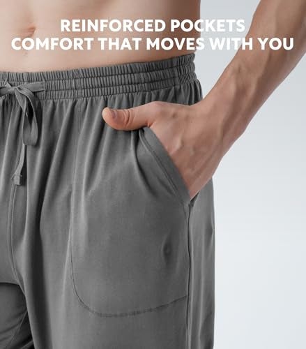DAVID ARCHY Men's Pajama Pants Cotton Bottoms Soft Lightweight Loungewear with Drawstring and Pockets 2 Pack (XL, Dark Gray/Moonlight Blue) - Image 5
