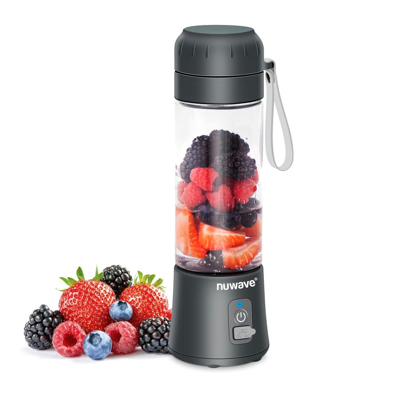 Nuwave Portable Blender with USB-C Rechargeable, 6-Blade for Crushing Ice, BPA Free 18 Oz Jar, Smoothies Blender for Travel, Office and Sports, Obsidian Gray - Image 1