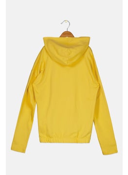 Cool Club Kids Girl Embroidered Hooded Sweatshirt, Yellow  - Image 2