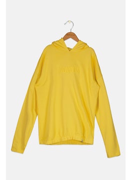 Cool Club Kids Girl Embroidered Hooded Sweatshirt, Yellow  - Image 1