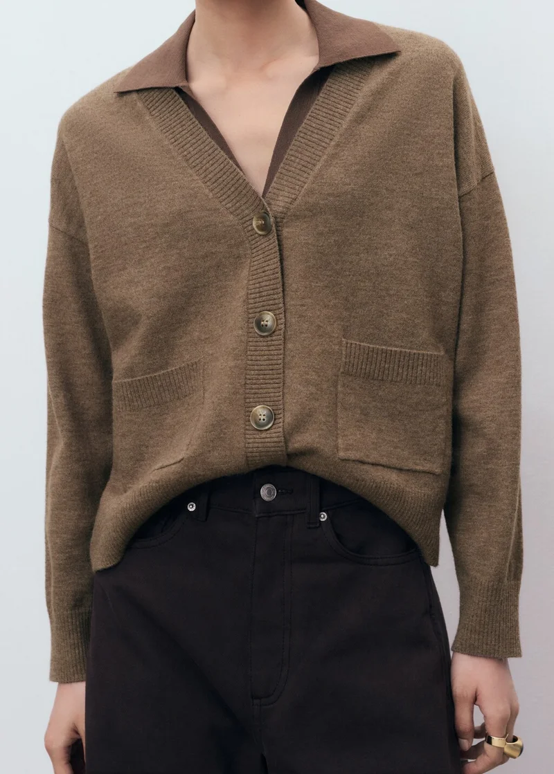 MANGO V-neck cardigan with pockets