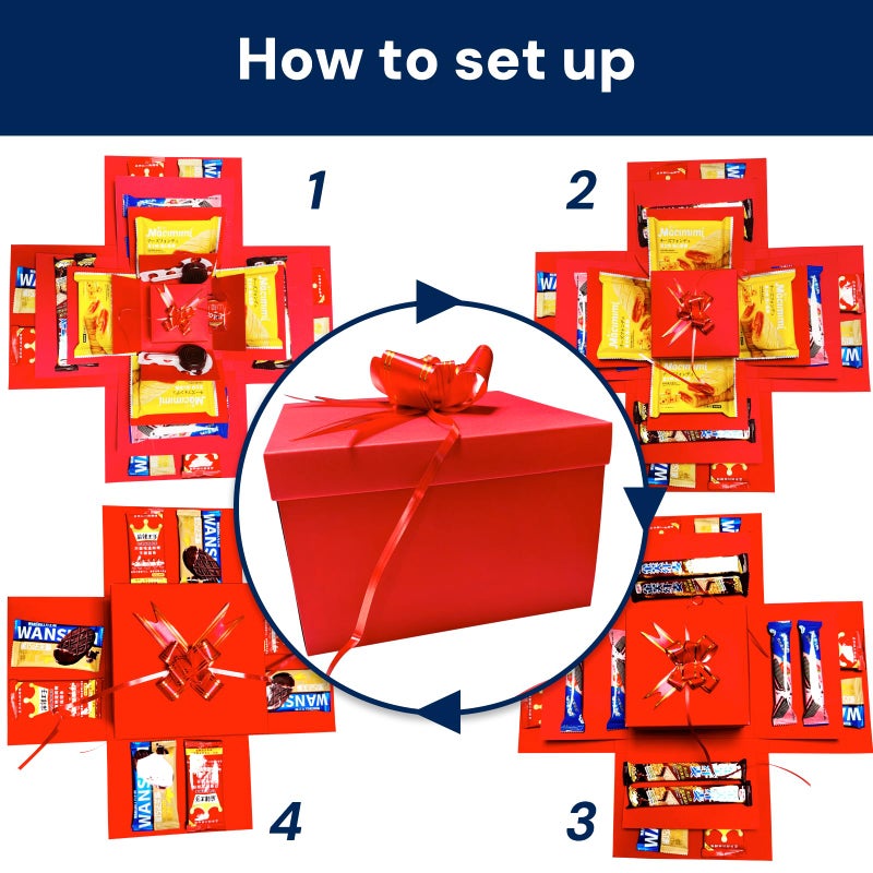 Hryan 5 Layer Gift Box, Multi Layered Explosion Photo DIY Box, Creative Surprise Picture Gift for Important Days and Holidays. (RED) - Image 3