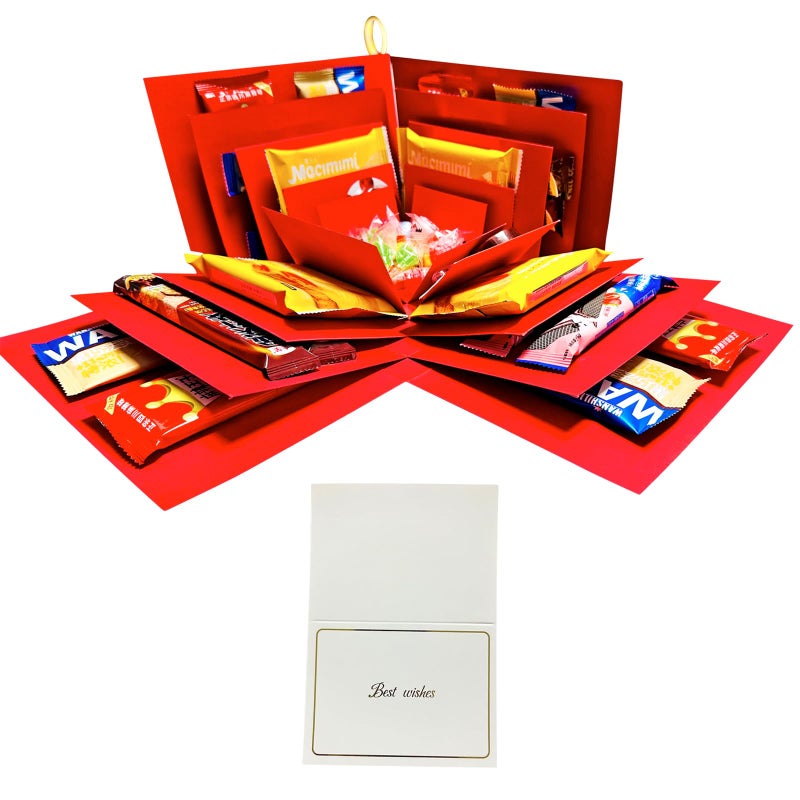 Hryan 5 Layer Gift Box, Multi Layered Explosion Photo DIY Box, Creative Surprise Picture Gift for Important Days and Holidays. (RED) - Image 1