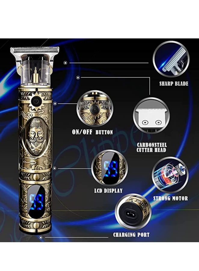 Hair Clippers for Men, Professional Electric Haircut Kit Zero Gapped Beard Trimmer Cordless Rechargeable T-Bladeds Outliner Grooming Baldheaded Clipper Perfect Gift for Man Women - Image 3