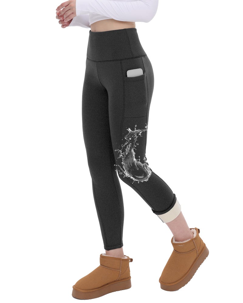 CAMPSNAIL Fleece Lined Leggings Women Water Resistant - Thick Thermal Warm Winter High Waisted Pants with Pockets for Snow - Image 1