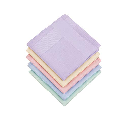HOULIFE Ladies 100% 60S Cotton Handkerchiefs Womens Solid Candy Color Hankies for Wedding Party 16x16 - Image 1