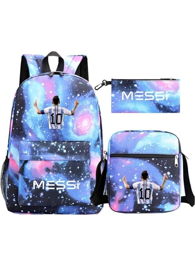 general 3PCS Backpack Set,MS #10 Soccer Backpack,Large Capacity Casual Backpack with Lunch Bag and Pencil case for Boys Girls Picnic/Travel - Image 1