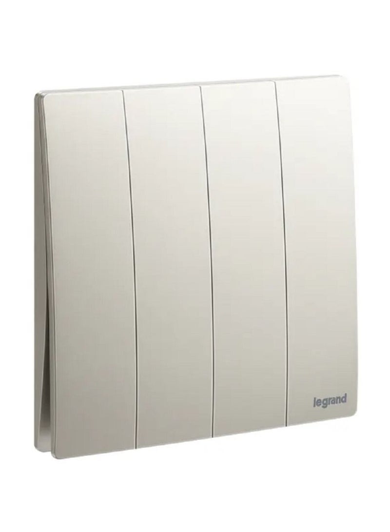 Legrand Single Pole Switch Mallia Senses 4 Gang 2 Way 16AX 250V Champagne - Image 1