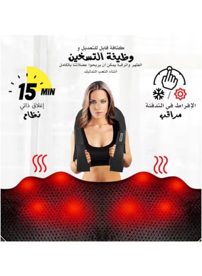 جهاز تدليك الرقبة بالحرارة، جهاز تدليك شياتسو للرقبة والظهر والكتف والقدم والساق، جهاز تدليك عميق للأنسجة بتقنية العجن ثلاثية الأبعاد لاسترخاء العضلات في المنزل والمكتب، جهاز تدليك الرقبة للنساء والرجال - Image 3