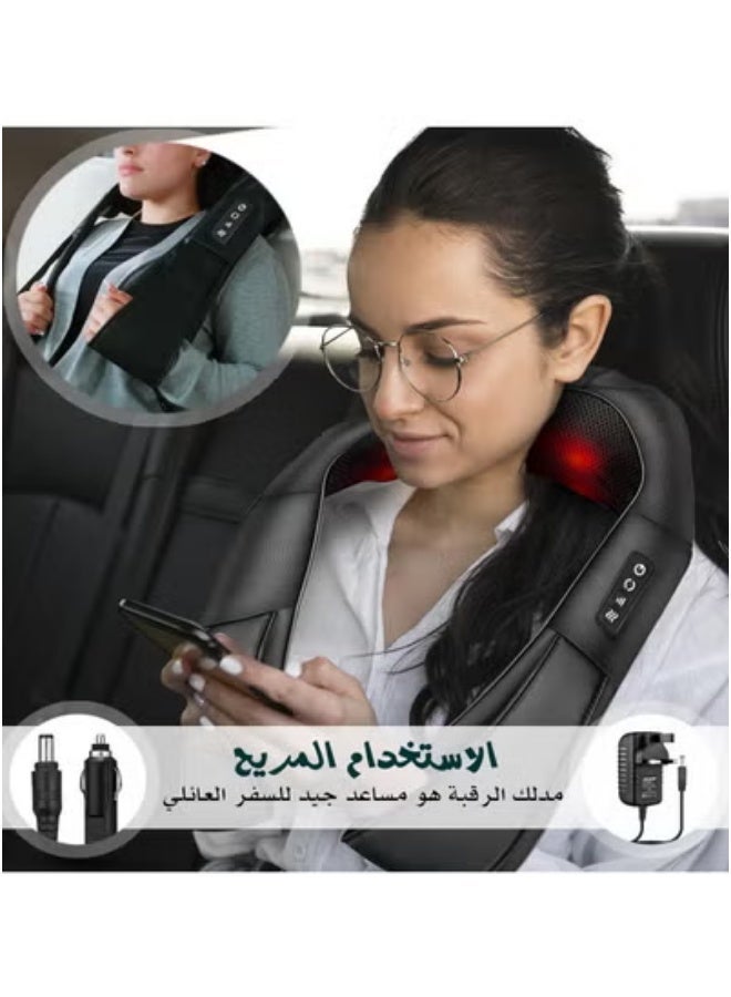 جهاز تدليك الرقبة بالحرارة، جهاز تدليك شياتسو للرقبة والظهر والكتف والقدم والساق، جهاز تدليك عميق للأنسجة بتقنية العجن ثلاثية الأبعاد لاسترخاء العضلات في المنزل والمكتب، جهاز تدليك الرقبة للنساء والرجال - Image 4