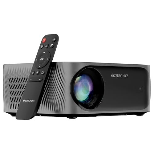 ZEBRONICS PIXAPLAY 25, Smart Projector, 1080p, 7500 Lumens, 200" Screen Size, Quad Core, Auto [ Focus | Keystone | Obstacle Detection | Screenfit ], Bluetooth, WiFi, HDMI-ARC, APP Support, Miracast - Image 1