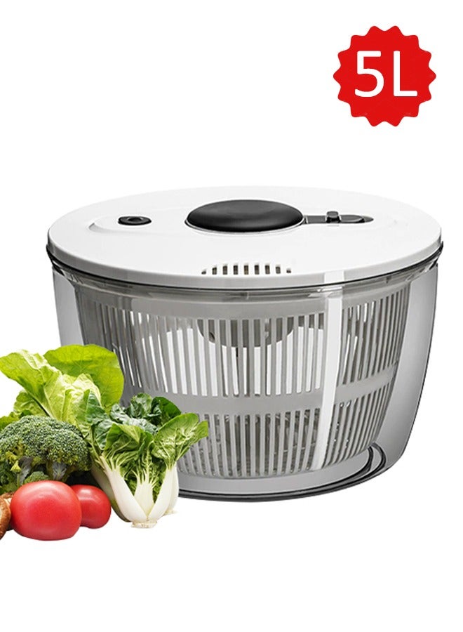 5L Salad Spinner, Manual Salad Mixer, Easy Press Large Vegetable Dryer with Bowl and Filter Plate, Suitable for Dehydrate Fruits, Vegetables, Salads, Pasta, 24.5*15*24.5cm  - Image 1