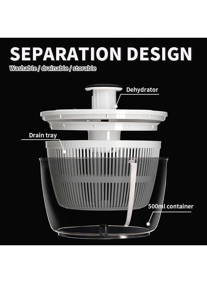 5L Salad Spinner, Manual Salad Mixer, Easy Press Large Vegetable Dryer with Bowl and Filter Plate, Suitable for Dehydrate Fruits, Vegetables, Salads, Pasta, 24.5*15*24.5cm  - Image 5
