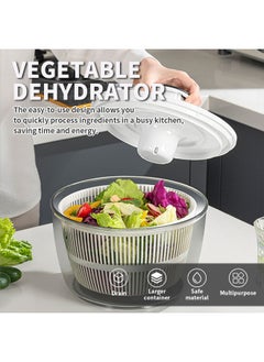 Generic 5L Salad Spinner, Manual Salad Mixer, Easy Press Large Vegetable Dryer with Bowl and Filter Plate, Suitable for Dehydrate Fruits, Vegetables, Salads, Pasta, 24.5*15*24.5cm  - Image 2