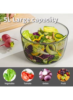 Generic 5L Salad Spinner, Manual Salad Mixer, Easy Press Large Vegetable Dryer with Bowl and Filter Plate, Suitable for Dehydrate Fruits, Vegetables, Salads, Pasta, 24.5*15*24.5cm  - Image 4