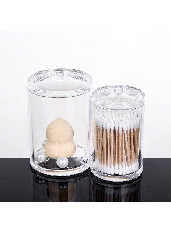 Cotton Swab Holder and Pads Container With Double Lids - Cosmetic Jars  Storage Dispenser Case for Q-Tips and Cotton Rounds - Image 4