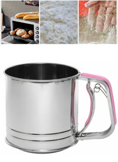Stainless Steel Baking Flour Sifter with Hand Plunger Design 6 Cup Capacity