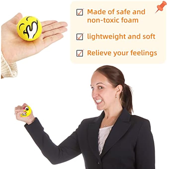 Juuxncgv 40Pcs Face Stress Balls,Mini 2" Funny Face Squeeze Balls,Stress Relief Foam Balls for Classroom,Coworkers,Gifts,Kids,Party Favors,Present Fillers - Image 4