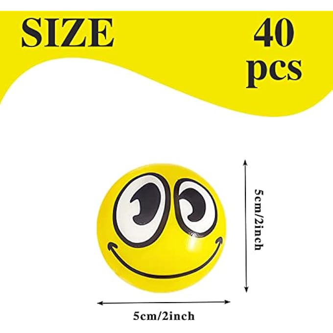 Juuxncgv 40Pcs Face Stress Balls,Mini 2" Funny Face Squeeze Balls,Stress Relief Foam Balls for Classroom,Coworkers,Gifts,Kids,Party Favors,Present Fillers - Image 2