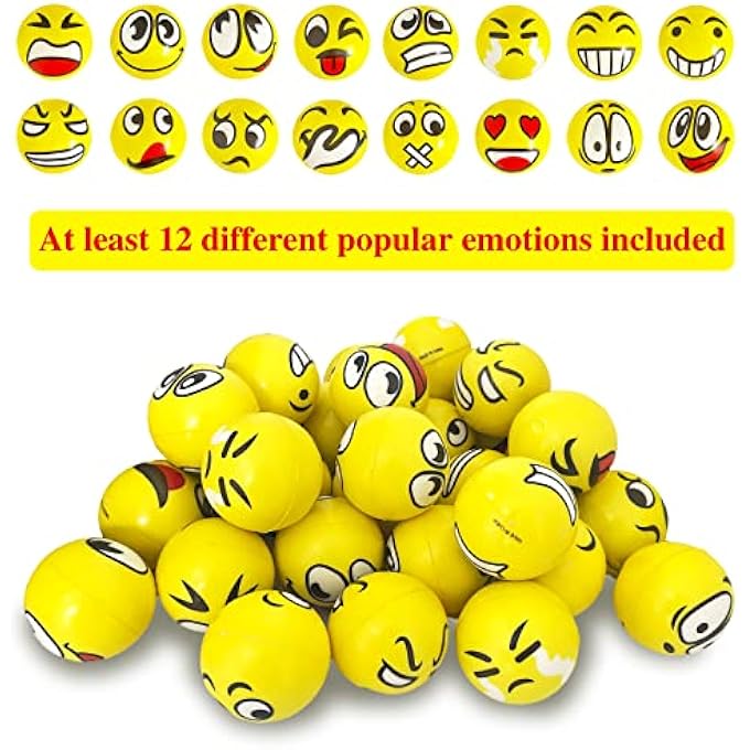 Juuxncgv 40Pcs Face Stress Balls,Mini 2" Funny Face Squeeze Balls,Stress Relief Foam Balls for Classroom,Coworkers,Gifts,Kids,Party Favors,Present Fillers - Image 3