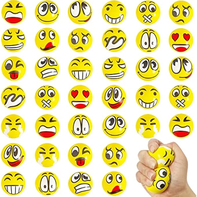 Juuxncgv 40Pcs Face Stress Balls,Mini 2" Funny Face Squeeze Balls,Stress Relief Foam Balls for Classroom,Coworkers,Gifts,Kids,Party Favors,Present Fillers - Image 1