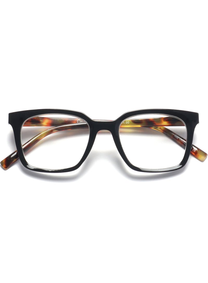 OPULIZE KOI Reading Glasses for Women Men,Scratch Resistant Large Rectangular frame with spring hinges, Black +3.5 (Pack of 1) - Image 1