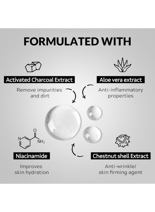 Mirabelle Charcoal Facial Serum Sheet Mask (Pack of 1), 25ml - Image 3