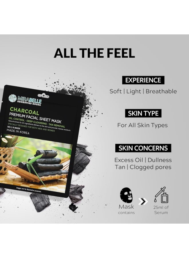 Mirabelle Charcoal Facial Serum Sheet Mask (Pack of 1), 25ml - Image 4