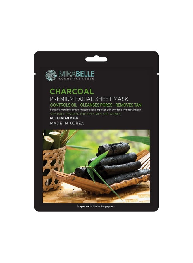 Mirabelle Charcoal Facial Serum Sheet Mask (Pack of 1), 25ml - Image 1